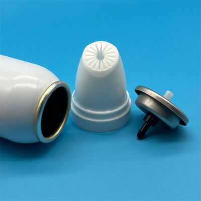 चिकनी न्यूनतम बाल मूस मोनोब्लॉक एक्ट्यूएटर डिजाइन के साथ आधुनिक ब्रांड सौंदर्यशास्त्र के लिए एयरोसोल सहायक उपकरण