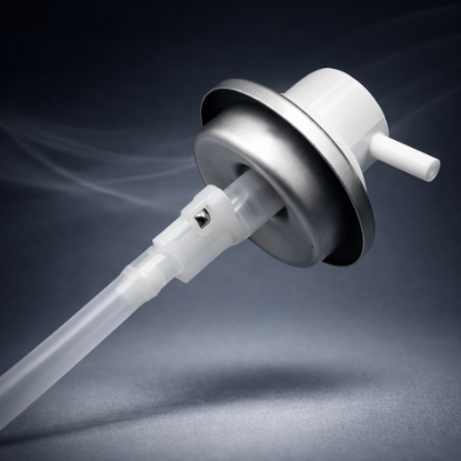 Front view of 360° aerosol spray valve